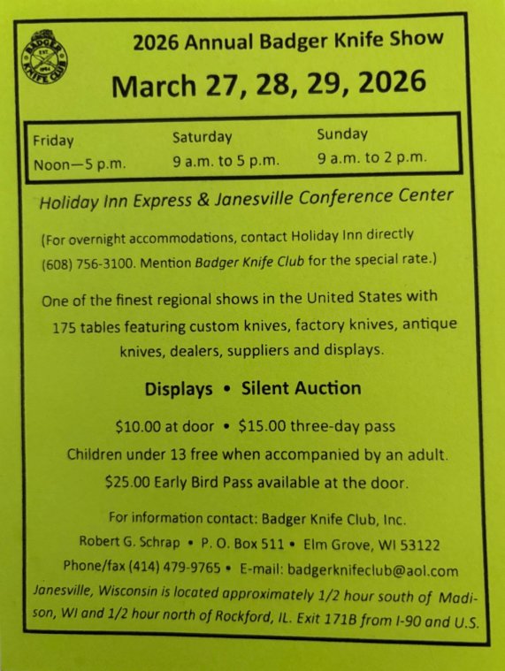 Badger knife Show 2026